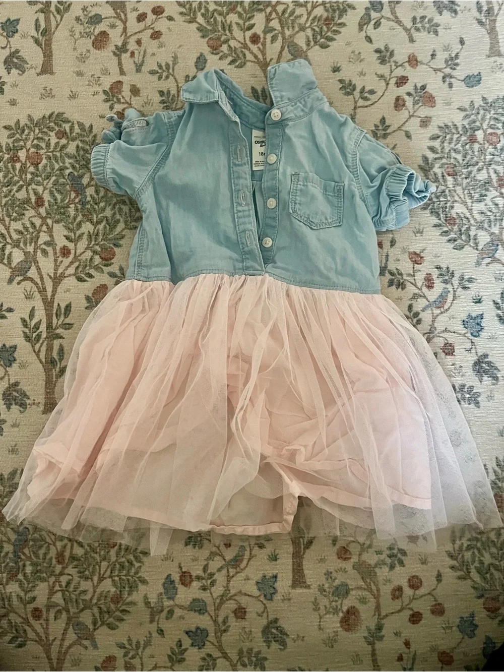 OshKosh B'gosh Light Blue Chambray Top with Pink Tulle Skirt Dress